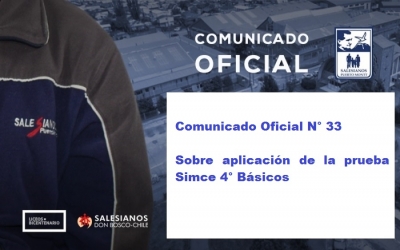 Comunicado Oficial N° 33 Sobre aplicación de la prueba Simce 4tos básicos