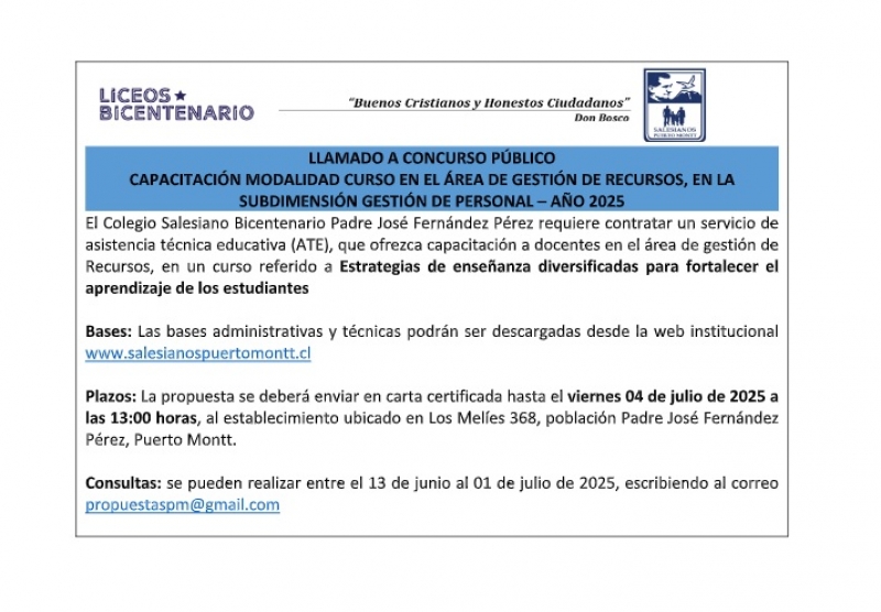 Bases Técnicas y Administrativas para la contratación de un Servicio de Asistencia Técnica Educativa (A.T.E.).