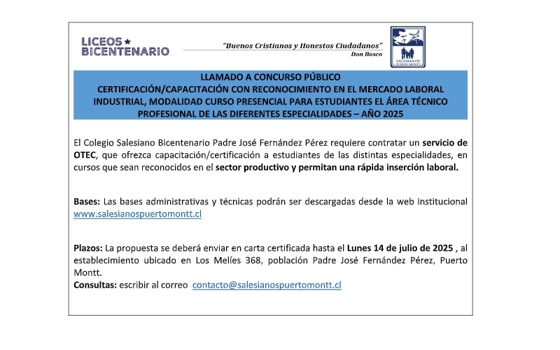 Bases Técnicas y Administrativas para la contratación de capacitación